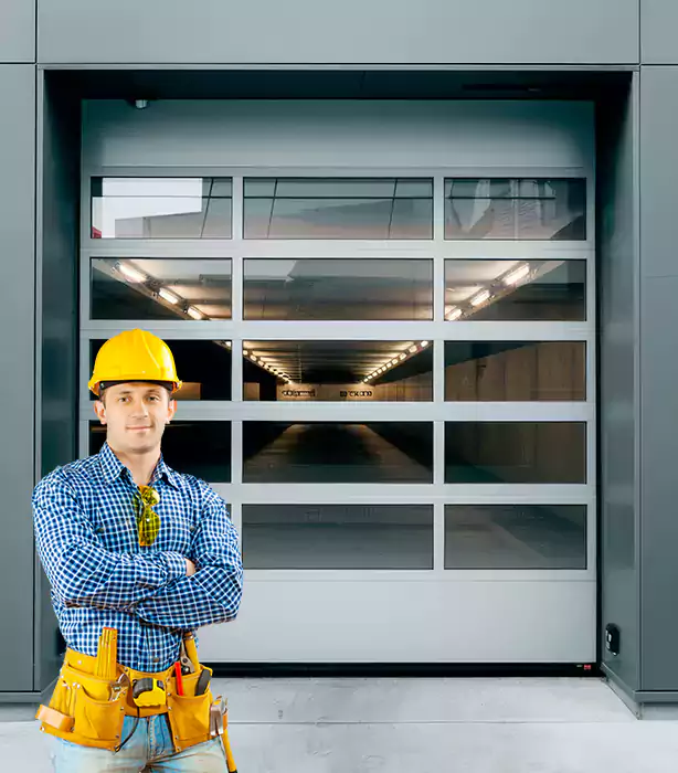 Glass Roll Up Garage Door Sunrise